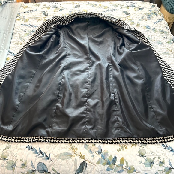 apostrophe Tailored Black/Off White Houndstooth Stretch Wool Blend Coat Size 12 - Picture 7 of 12